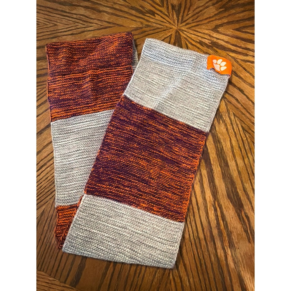 Clemson Tigers NCAA Knit Infinity Scarf Orange Purple Grey Colorblock Paw Print